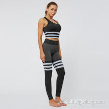 Pakaian binaraga stripe yoga kebugaran latihan gym